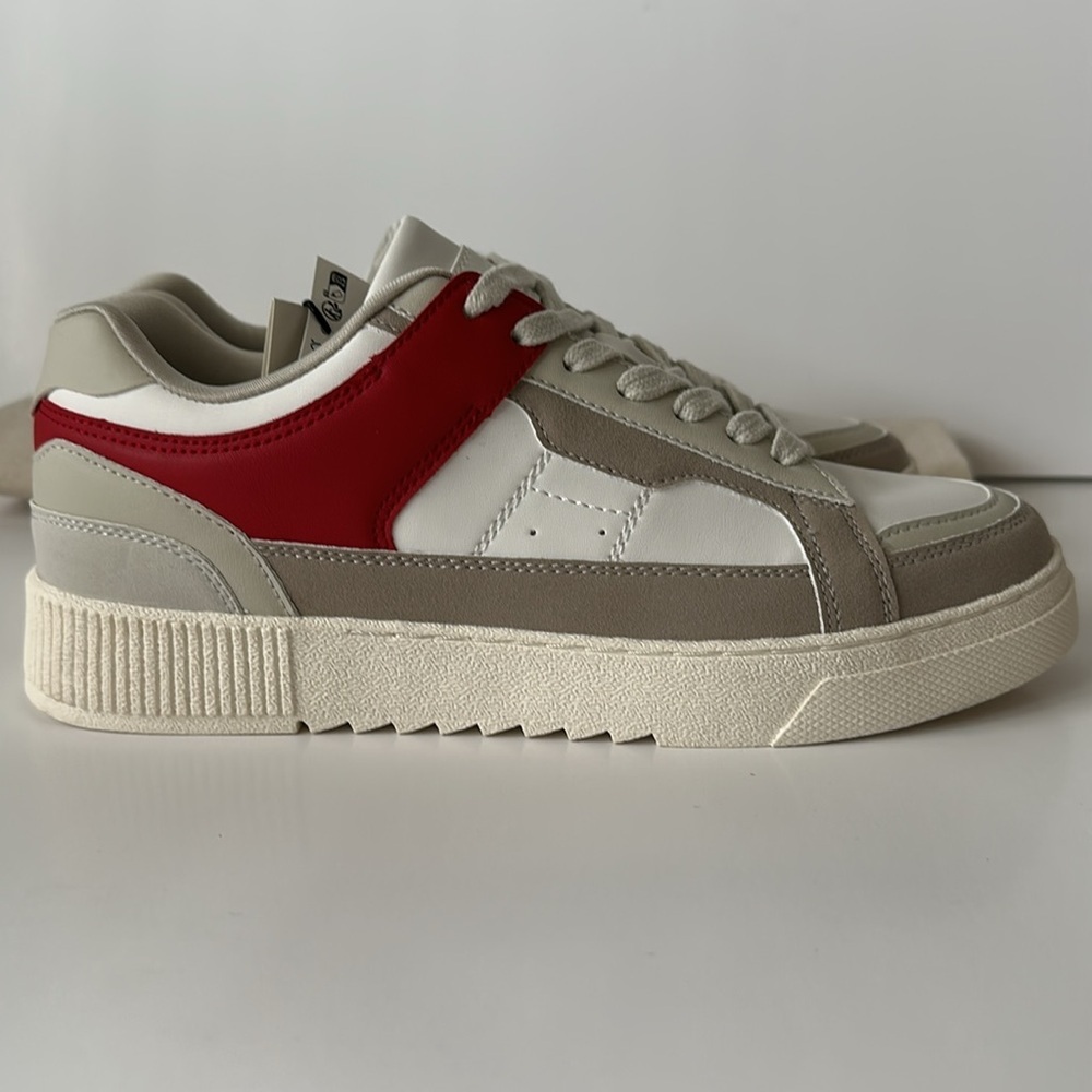 Zara Men's White and Red Casual Sneakers - Picture 4 of 17